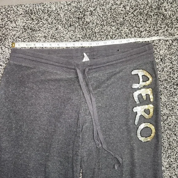 Vtg Y2k Aeropostale Flare Gray Sequin Bling Sweatpants Xl Preppy Chic Mallcore - Picture 7 of 9